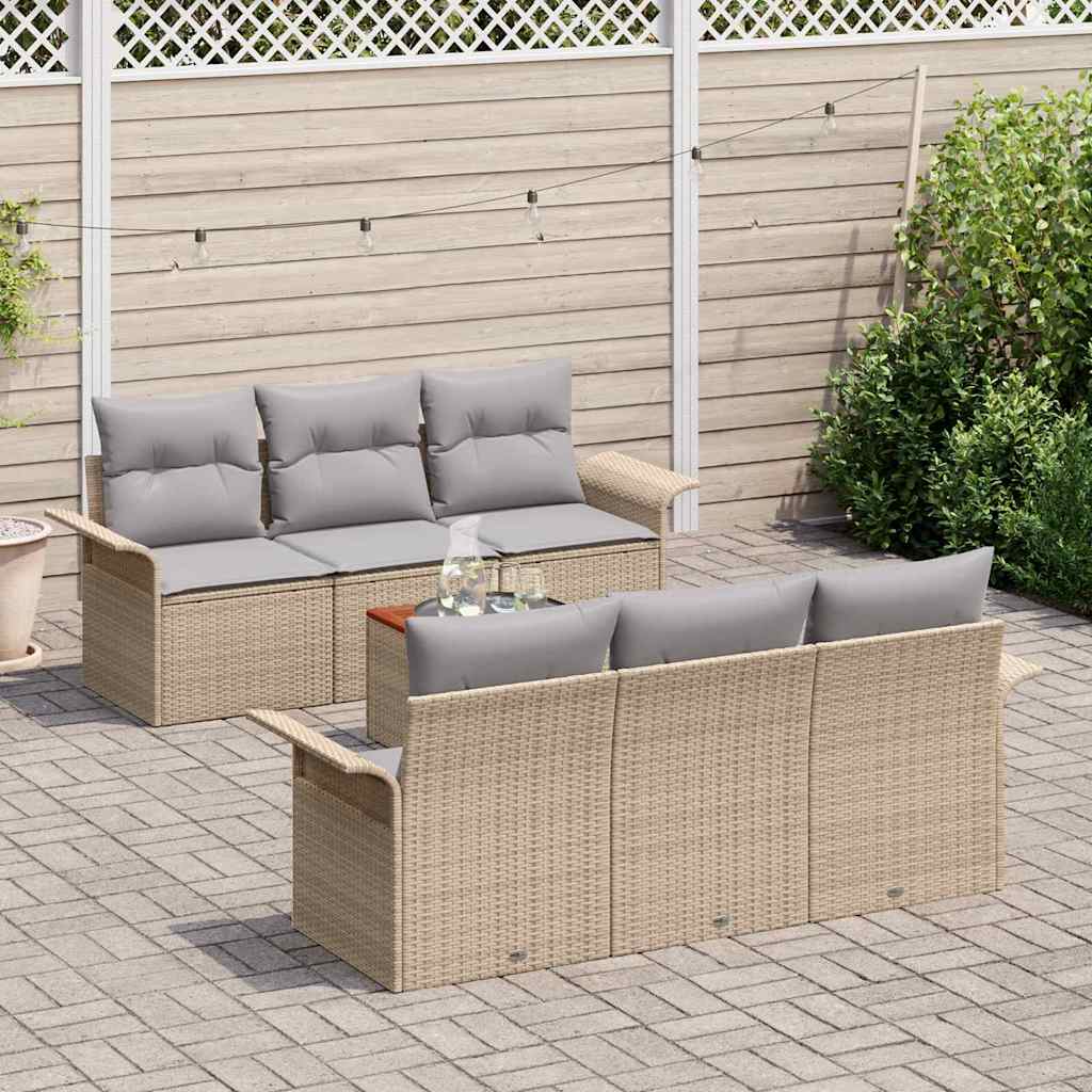 Garten-Sofa-Set 7 pcs Beige und Hellgrau 55 x 55 x 37 cm